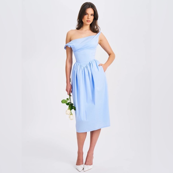 miss circle Dresses & Skirts - Miss Circle Reina Blue Drop Waist Corset Midi Dress